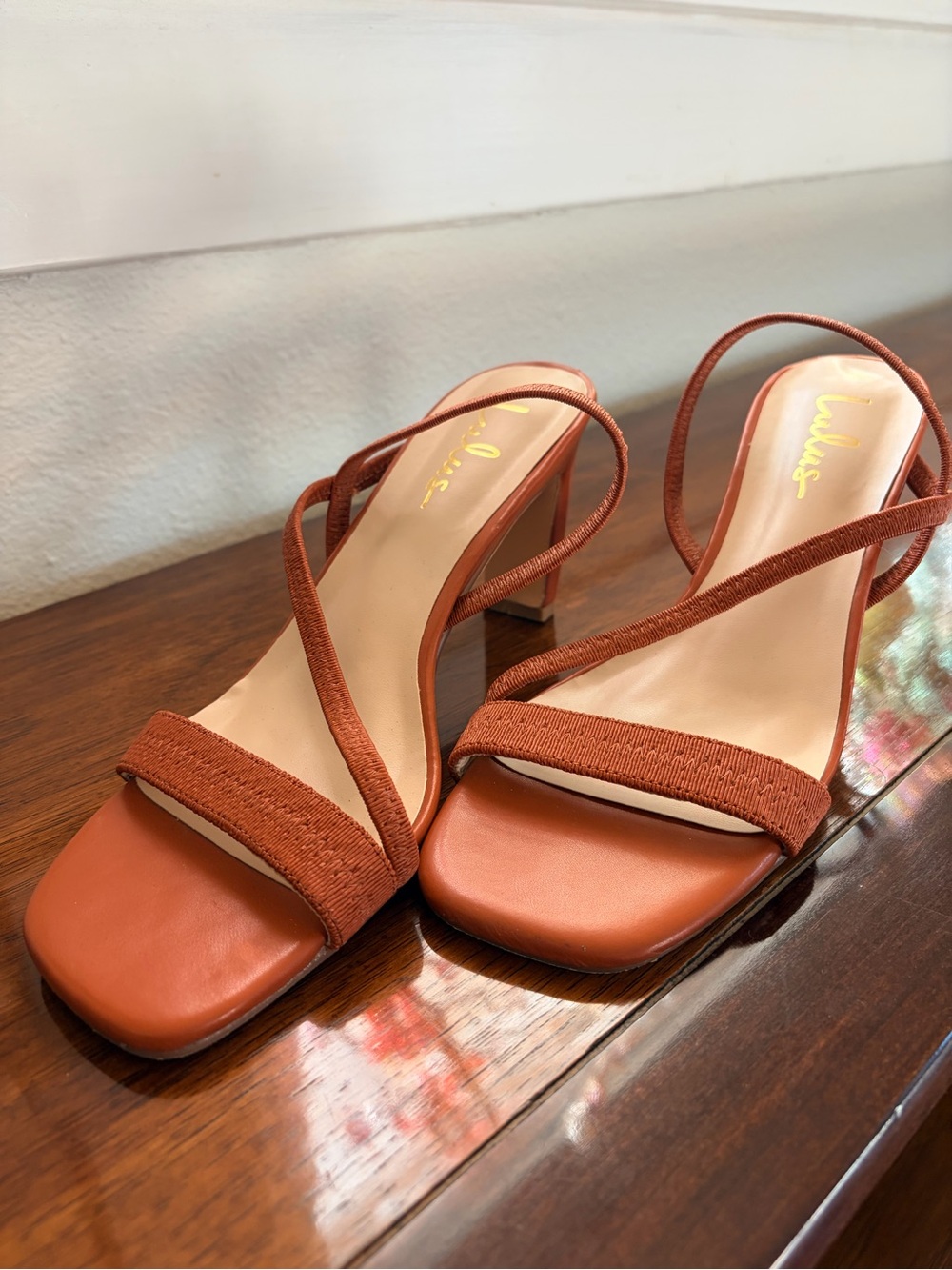 Lulus Rust Brown Strappy Block Heel women’s Sandals-size 8.5